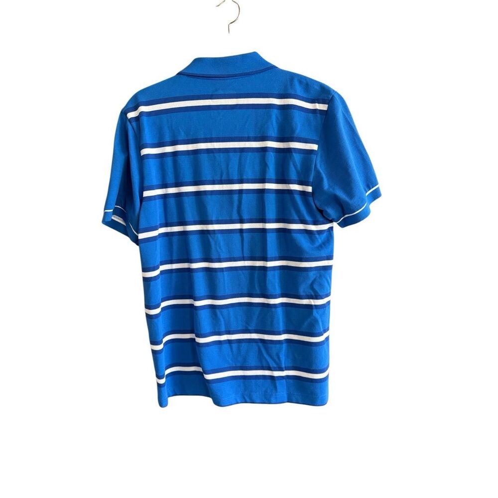 Lacoste Sport Mens Blue White Striped Short Sleeve Collared Polo Shirt Sz Medium - Picture 9 of 10